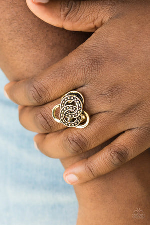 Dizzying Distraction - Brass Paparazzi  Ring