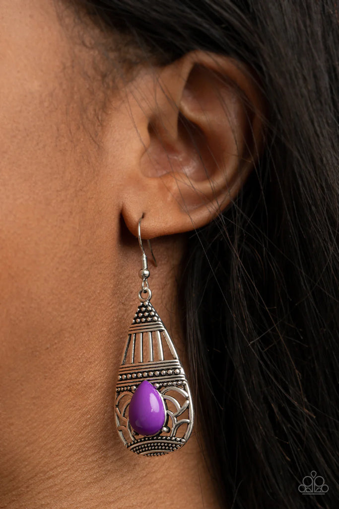 Eastern Essence - Purple Paparazzi  Earrings