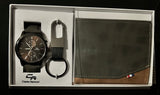 Dark Brown ~ Men Watch, Wallet Keychain Gift Box