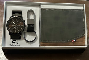 Dark Brown ~ Men Watch, Wallet Keychain Gift Box