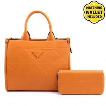 Khaki Handbag w/Matching Wallet Medium Size