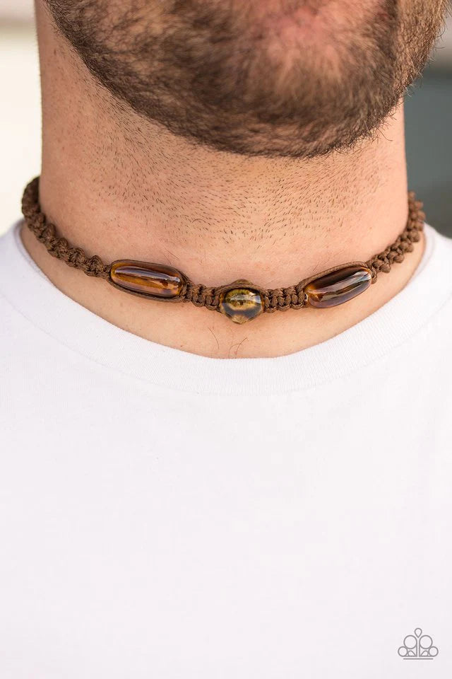 Jungle Tales   Paparazzi  Brown Urban Necklace - Men