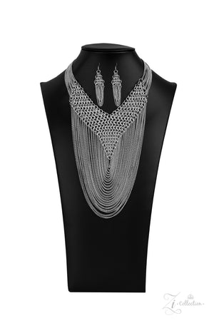 DEFIANT ~ Paparazzi 2020 (RETIRED) ZI Collection Silver V-Shaped Net Necklace