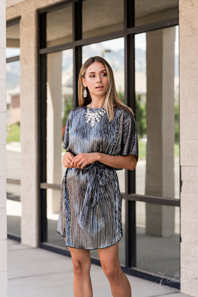 FIERCE ~ Paparazzi  2020 (RETIRED)  Zi Collection Smoky Hematite Rhinestone Necklace