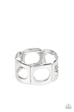 In OVAL Your Head -Paparazzi  Silver Stretchy Bracelet