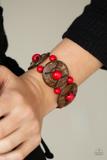 Island Adventure - Red  Paparazzi Wood Bracelet