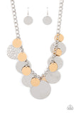 Industrial Grade Glamour - Silver W/Orange Disks Paparazzi Necklace