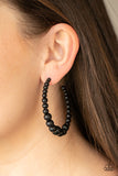 Glamour Graduate - Black Paparazzi Bead Hoop Earrings