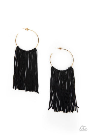 Flauntable Fringe - Gold Paparazzi Hoop Earrings