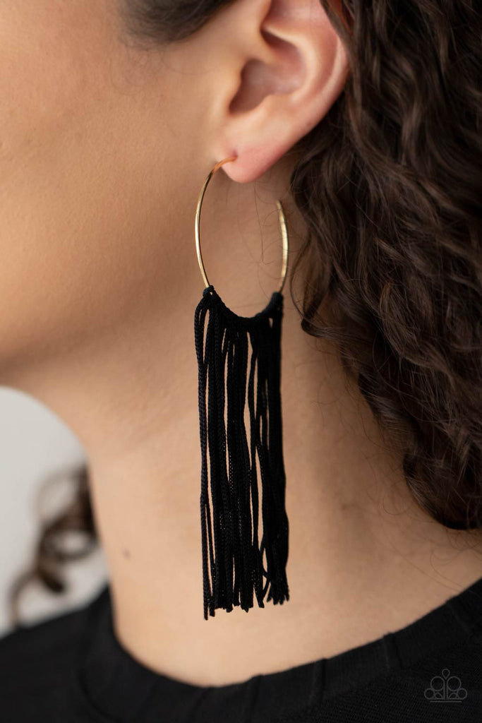 Flauntable Fringe - Gold Paparazzi Hoop Earrings