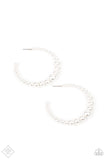 Glamour Graduate - White Paparazzi Hoop Earrings