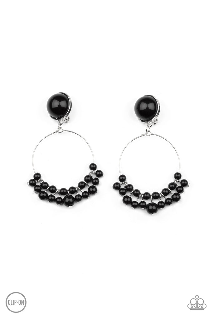 Cabaret Charm - Black  Paparazzi Clip On Earrings