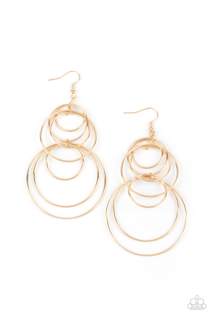 I Feel Dizzy - Gold Paparazzi Fishhook Earrings