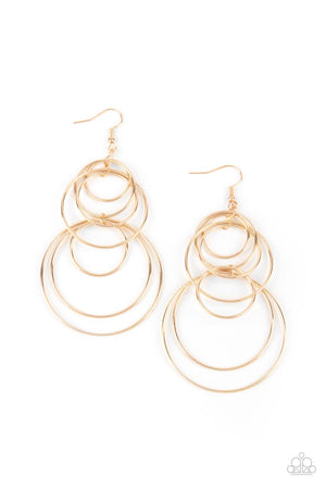 I Feel Dizzy - Gold Paparazzi Fishhook Earrings