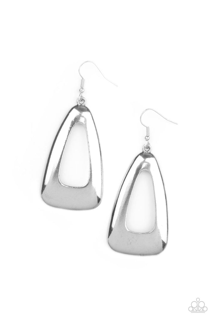 Irresistibly Industrial - Silver Paparazzi Triangular Earrings