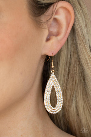 Exquisite Exaggeration - Gold Paparazzi Teardrop Earrings