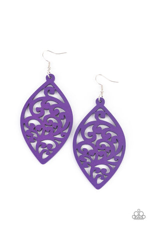 Coral Garden - Purple  Paparazzi Wood Earrings