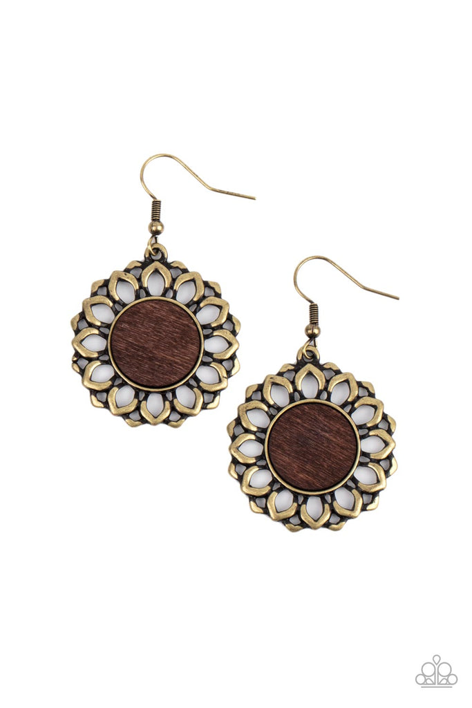 Farmhouse Fashionista - Brass  Paparazzi Earrings