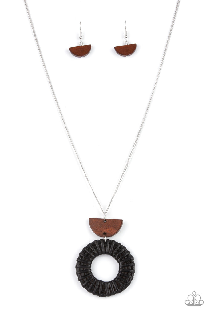 Homespun Stylist - Black  Paparazzi Wooden Necklace