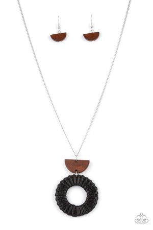 Homespun Stylist - Black  Paparazzi Wooden Necklace
