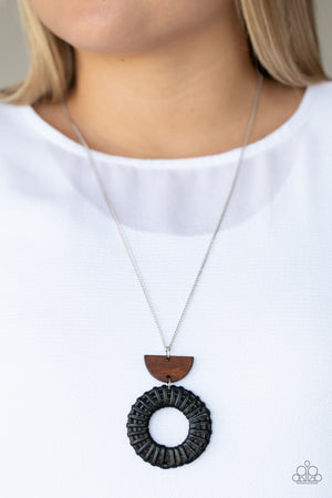 Homespun Stylist - Black  Paparazzi Wooden Necklace