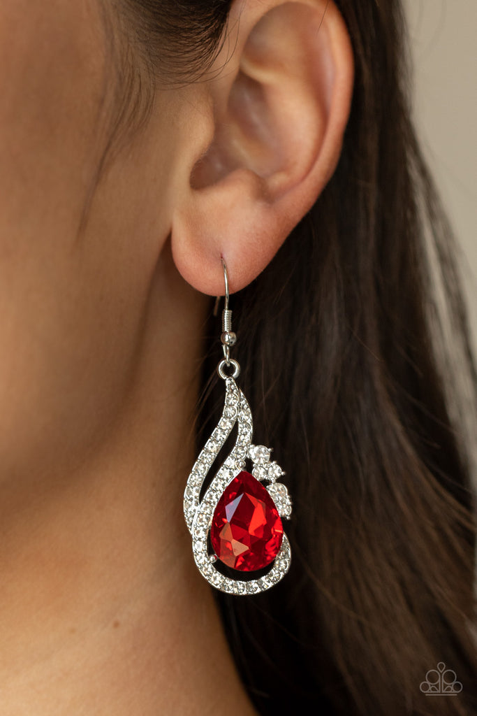 Dancefloor Diva - Red  Paparazzi Earrings
