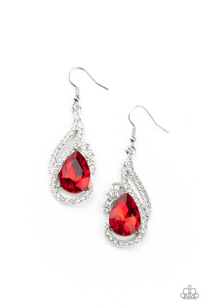 Dancefloor Diva - Red  Paparazzi Earrings