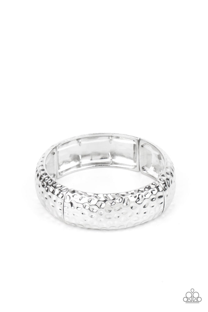 Come Under The Hammer - Silver Paparazzi Stretchy Artisan Bracelet