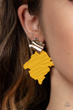 Crimped Couture - Yellow  Paparazzi Post Earrings