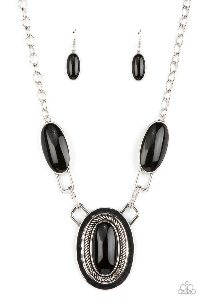Count to TENACIOUS - Black Paparazzi Oblong Necklace
