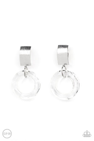 Clear Out! - White Paparazzi Clip On Earrings