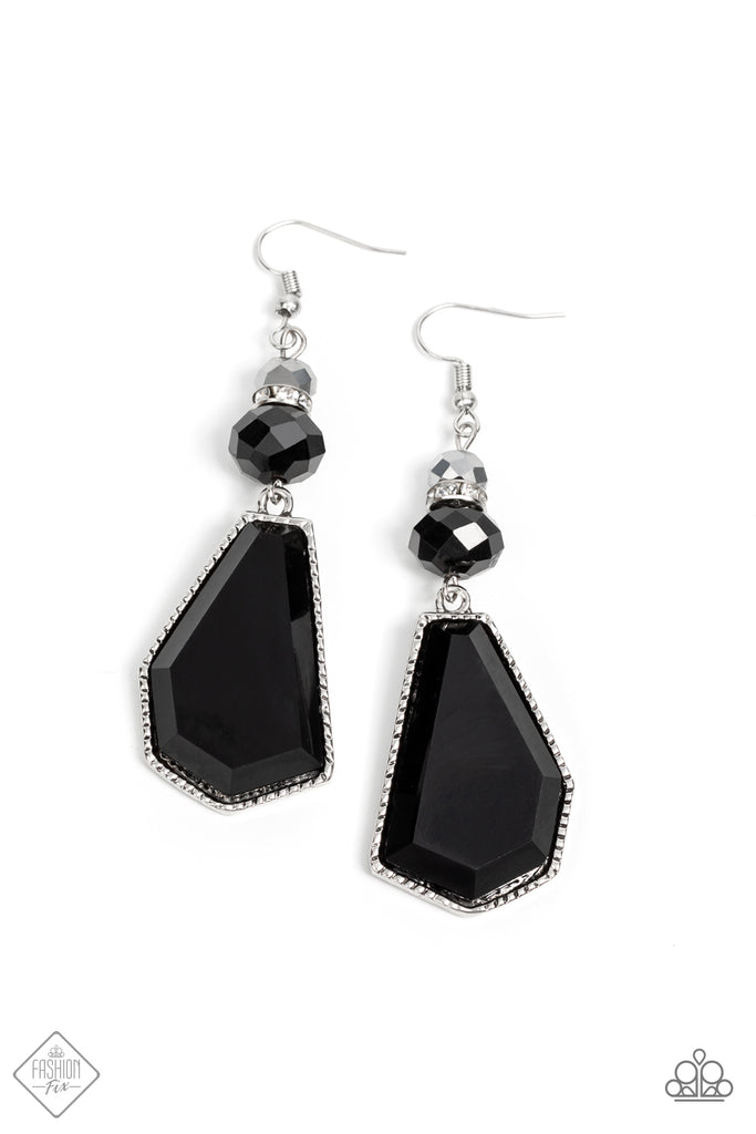 Defaced Dimension - Black Paparazzi Fashion Fix Earrings
