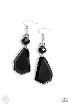 Defaced Dimension - Black Paparazzi Fashion Fix Earrings