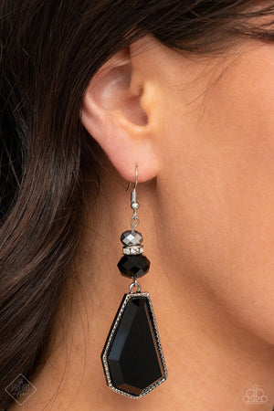 Defaced Dimension - Black Paparazzi Fashion Fix Earrings