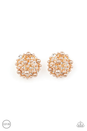 Head To Toe Twinkle - Brown  Paparazzi Clip-on Pearl Earrings
