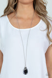 Demandingly Diva - Silver  Paparazzi Smoky Teardrop Necklace