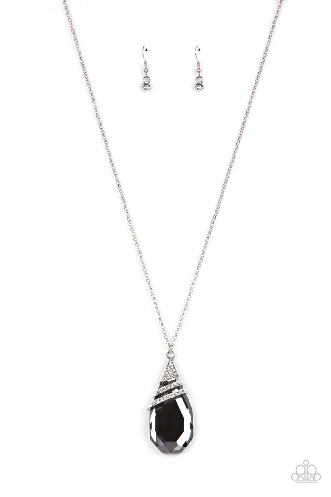 Demandingly Diva - Silver  Paparazzi Smoky Teardrop Necklace