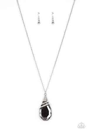Demandingly Diva - Silver  Paparazzi Smoky Teardrop Necklace