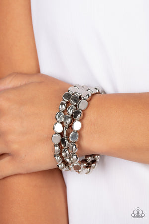 HAUTE Stone - Silver Stretchy Bracelet