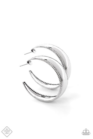 Dune Dynasty - Silver Paparazzi Fashion Fix Hoop Earrings