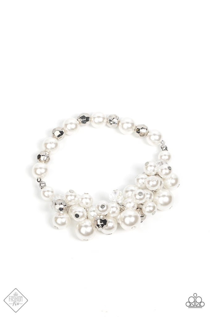 Elegantly Exaggerated - White Fashion Fix Paparazzi Bracelet