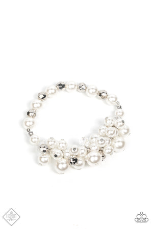 Elegantly Exaggerated - White Fashion Fix Paparazzi Bracelet