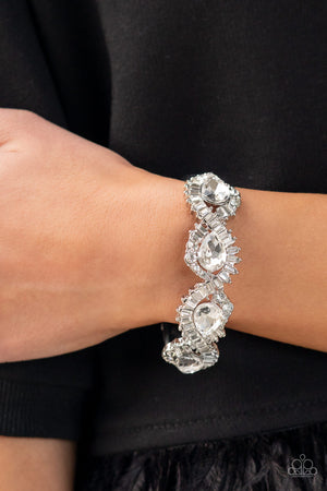 For the Win - White Paparazzi Bling Bangle Bracelet