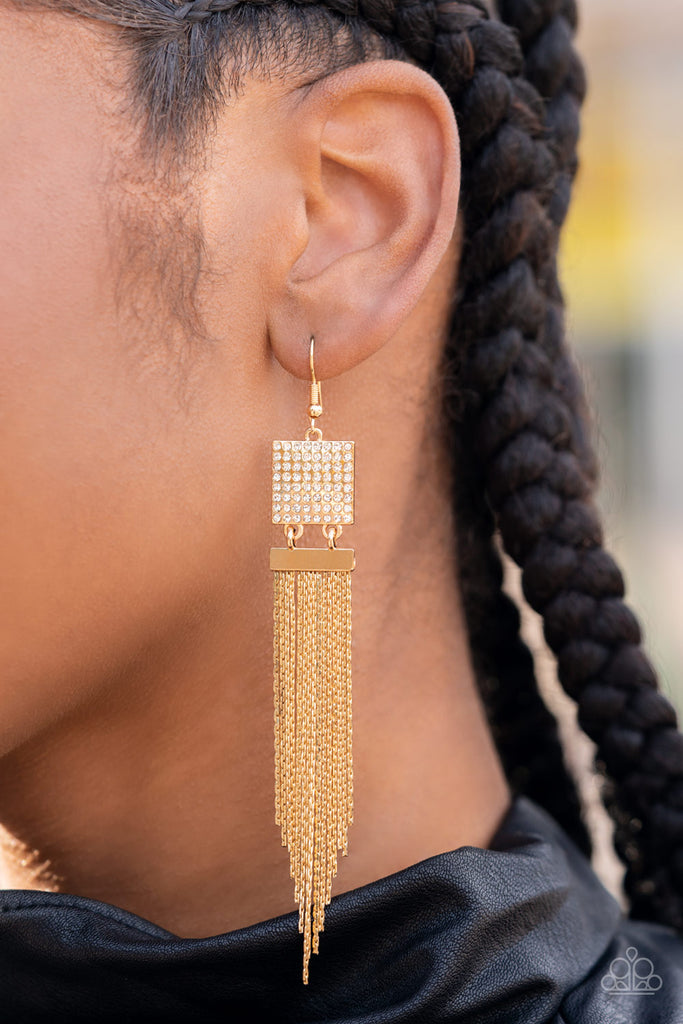 Dramatically Deco - Gold Paparazzi  LOP  Earrings