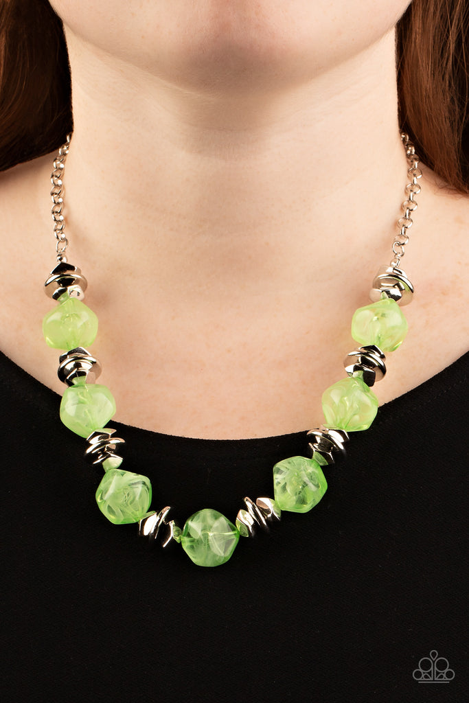 Island Ice - Green Paparazzi Icy Bead Necklace