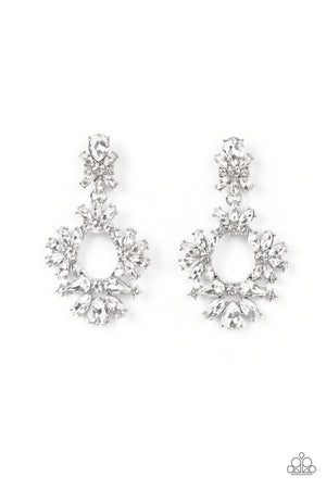 Leave them Speechless - White Paparazzi June LOP Earrings
