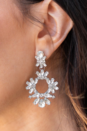 Leave them Speechless - White Paparazzi June LOP Earrings