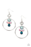 Geometric Glam - Blue Paparazzi Iridescent Geometric Silver Hoop Earrings