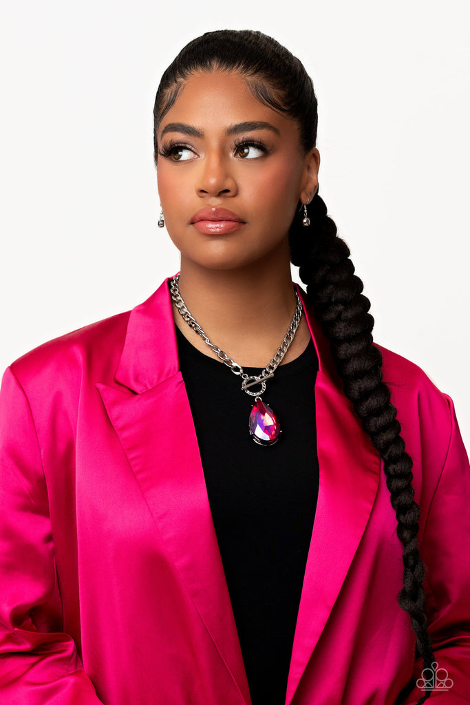 Edgy Exaggeration - Pink Paparazzi Necklace