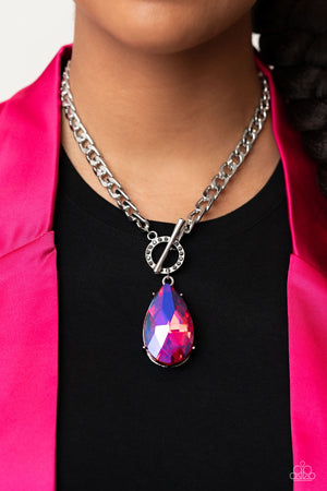 Edgy Exaggeration - Pink Paparazzi Necklace